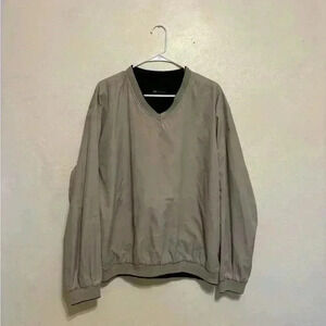 Wedge Golf Mens Reversible Pullover Windbreaker Jacket Black / Tan Size XL